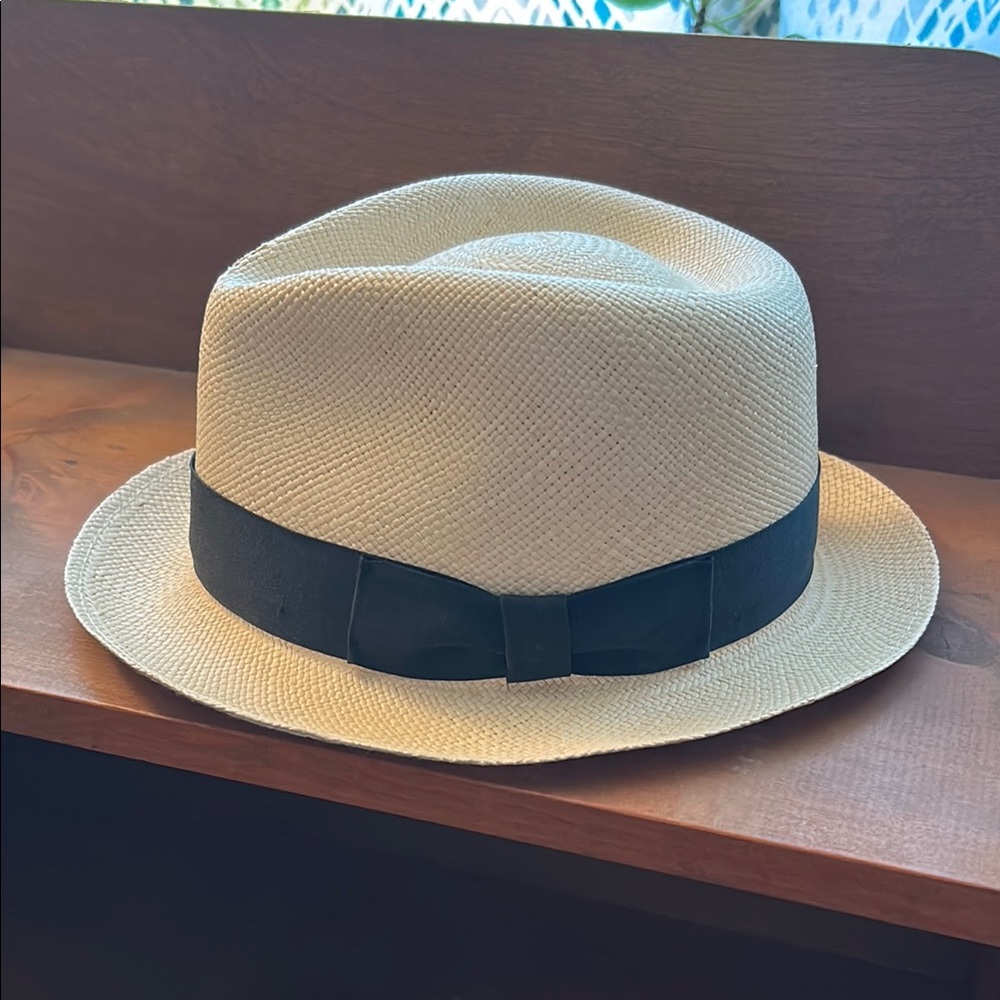 Classic Pantropic Fedora with Navy Ribbon Band